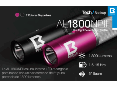 Bigblue AL1800NP II – Linterna de buceo compacta de 1800 lúmenes